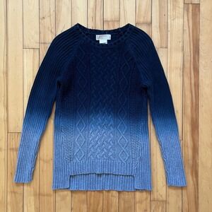 Michael Kors Ombre Cable Knit Sweater Navy Blue Light Blue Size S
